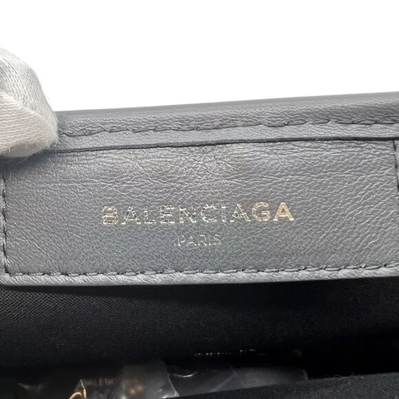 BALENCIAGA Navy Cabas Hand Bag Gray Leather - Picture 8 of 12